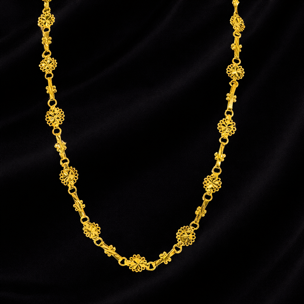 Gold-Tone Floral Disc Link Chain
