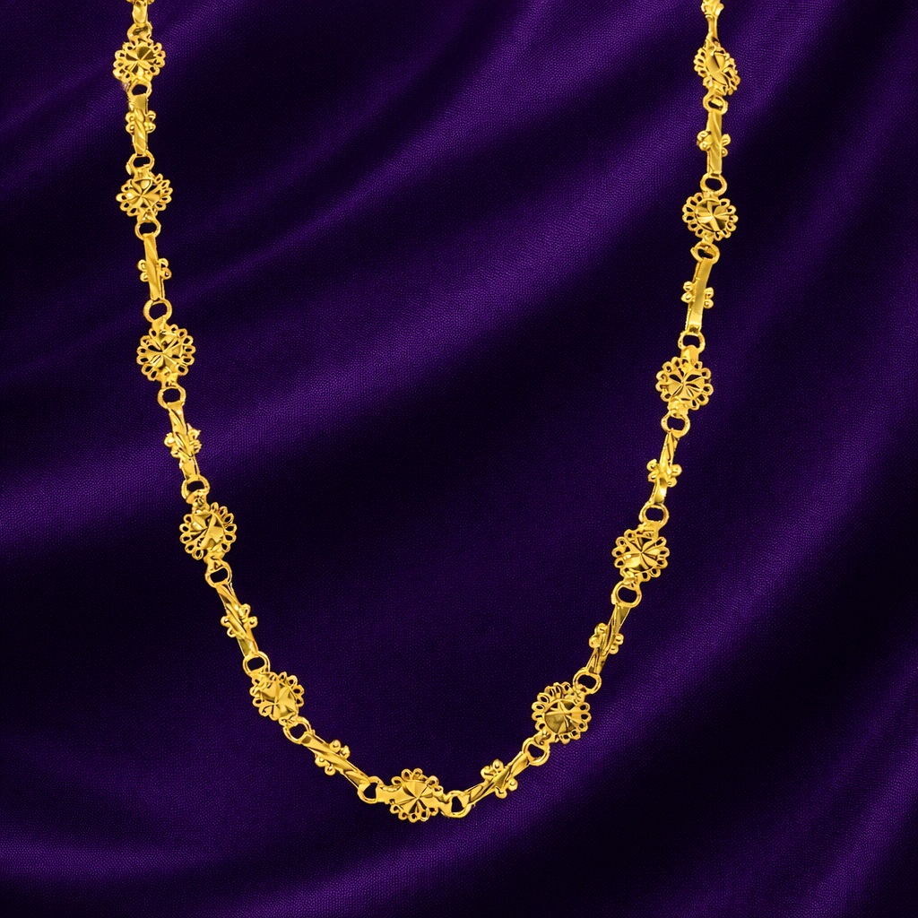 Gold-Tone Floral Disc Link Chain