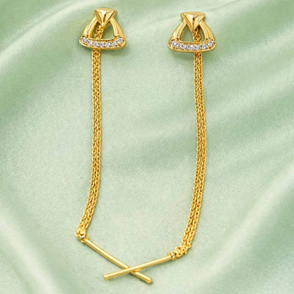 Sleek Crystal Chain Drop Gold-Tone Earrings