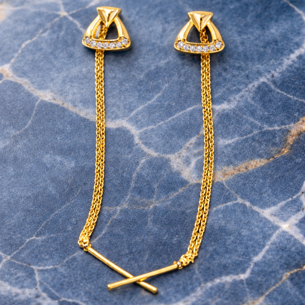 Sleek Crystal Chain Drop Gold-Tone Earrings