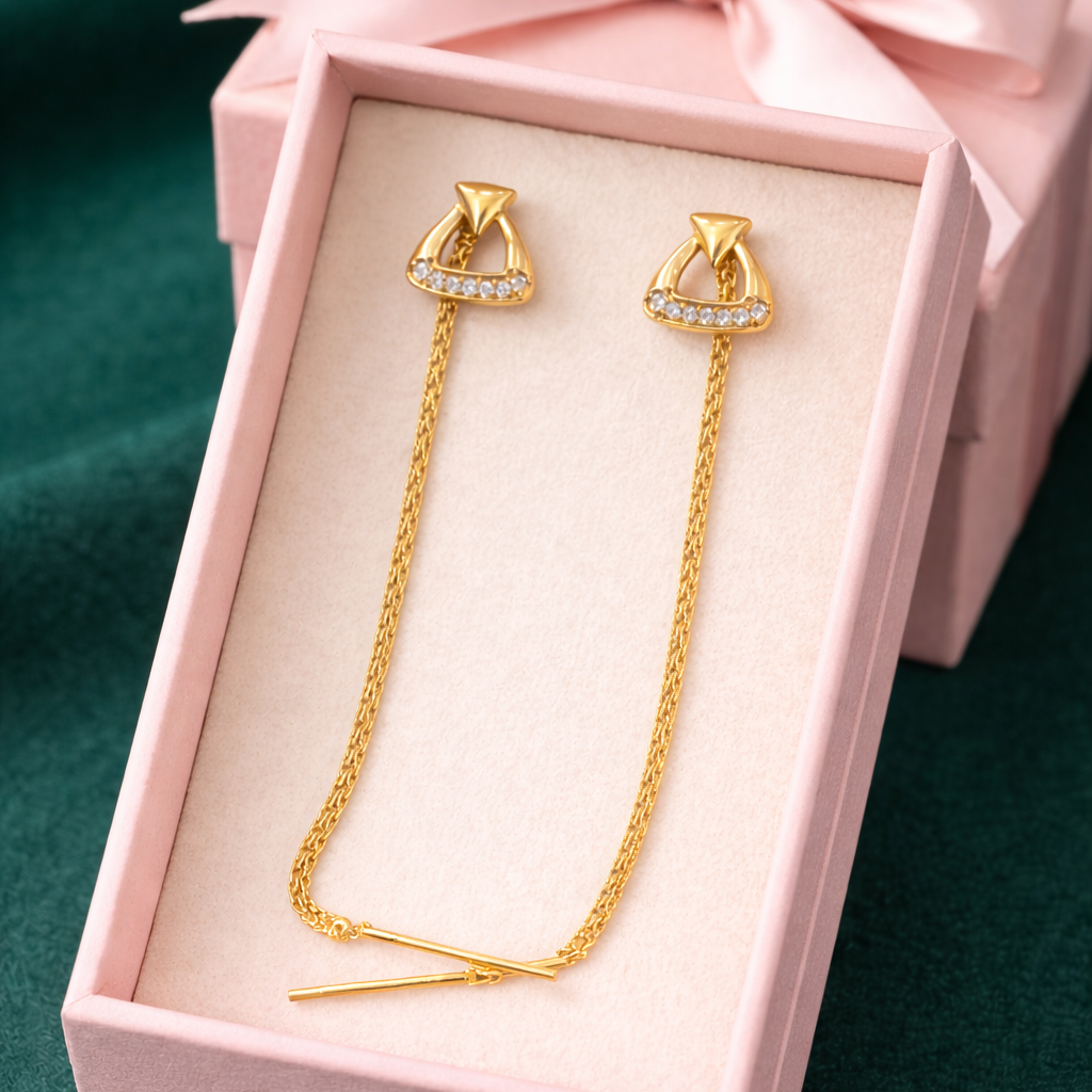 Sleek Crystal Chain Drop Gold-Tone Earrings
