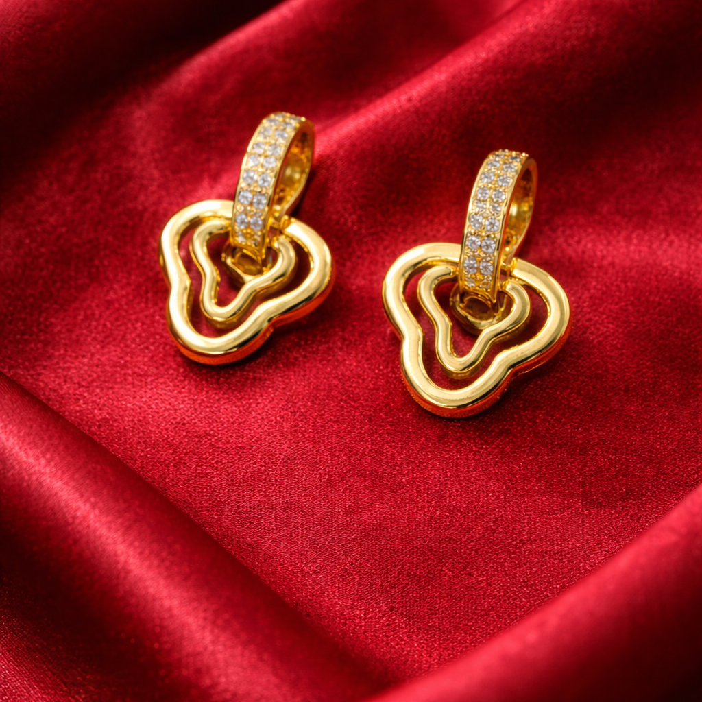 Modern Loop Gold-Tone Stud Earrings