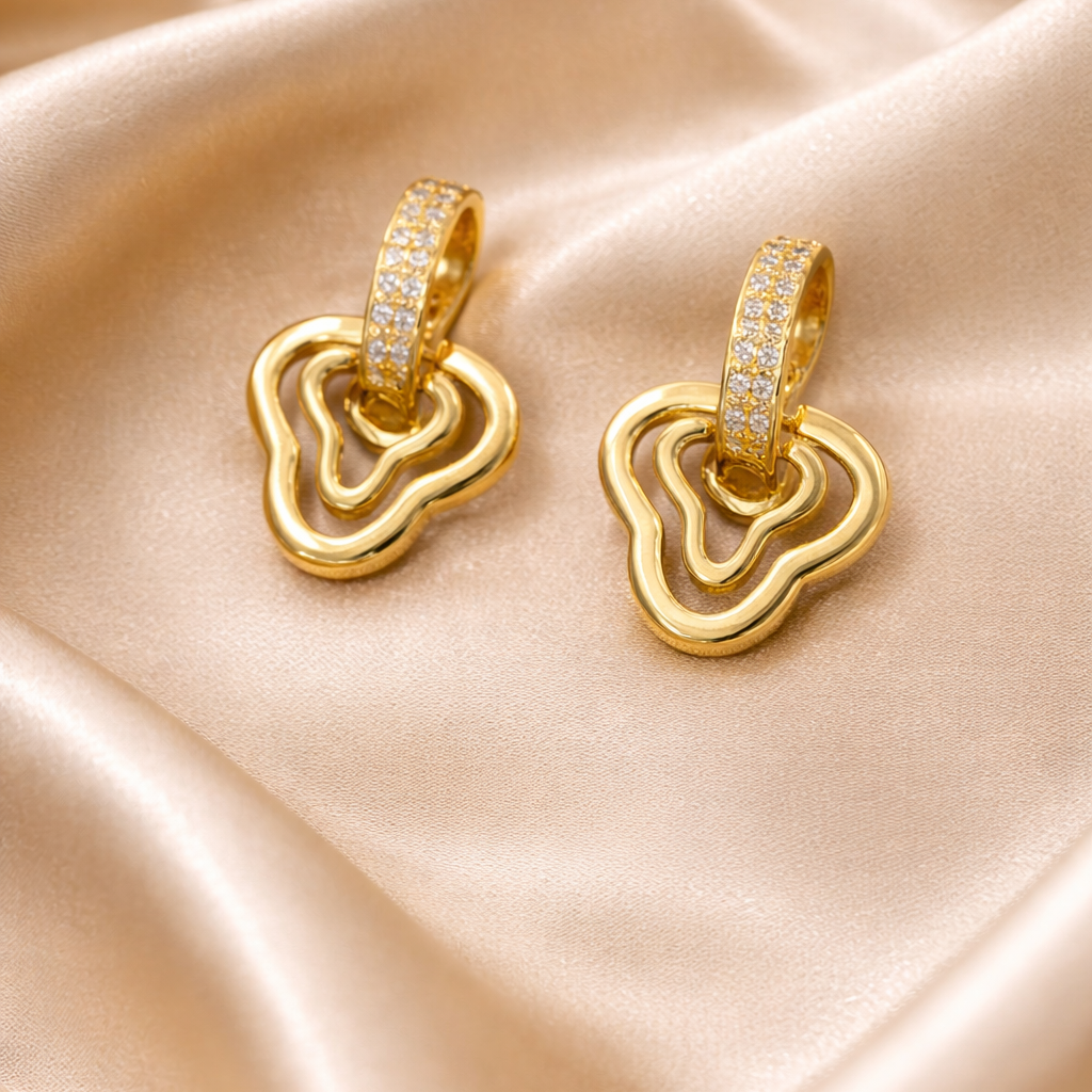Modern Loop Gold-Tone Stud Earrings