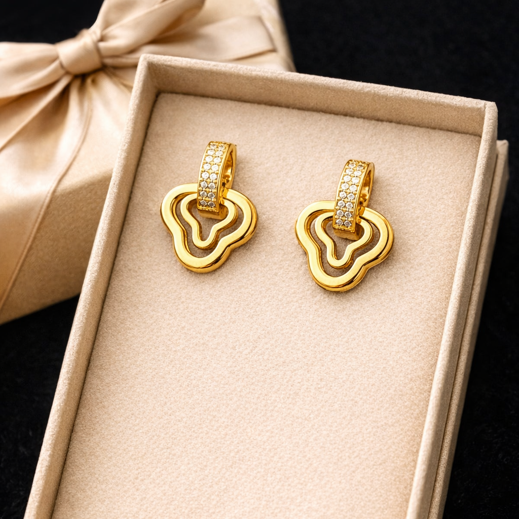 Modern Loop Gold-Tone Stud Earrings