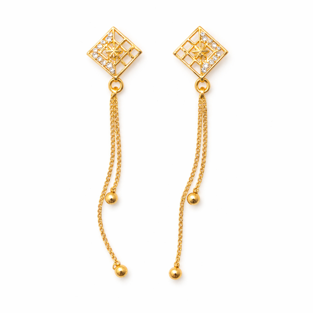 Geometric Chain Drop Gold-Tone Earrings