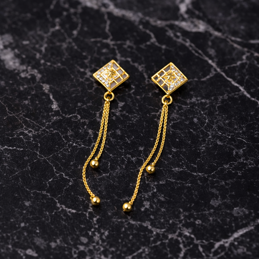 Geometric Chain Drop Gold-Tone Earrings