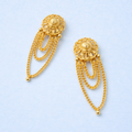 Floral Medallion Chain Drop Gold-Tone Earrings