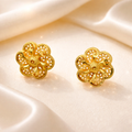 Elegant Floral Filigree Gold-Tone Stud Earrings