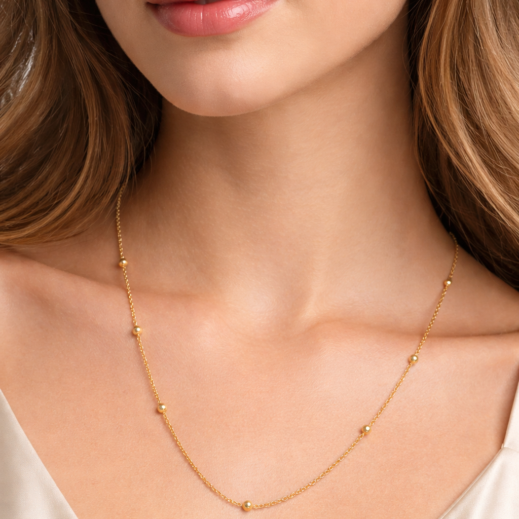 Minimal Gold-Tone Beaded Chain