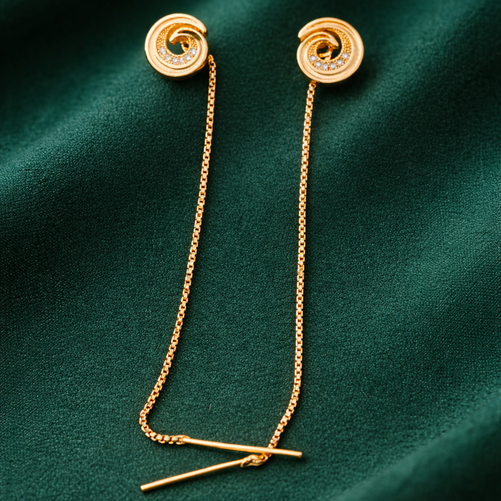 Spiral Crystal Chain Threader Gold-Tone Earrings