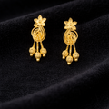 Floral Pearl Drop Gold-Tone Stud Earrings