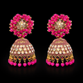 Royal Pink Beaded Kundan Jhumka