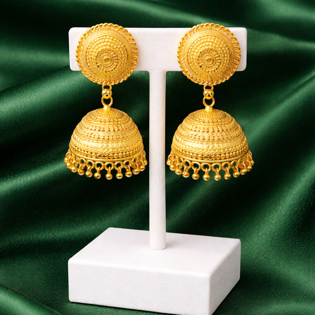 Traditional Gold-Tone Dome Jhumka Earrings