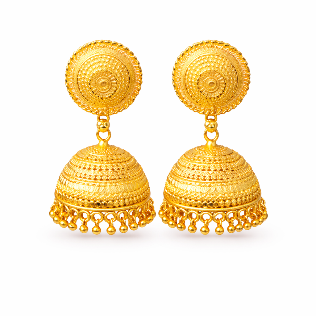Traditional Gold-Tone Dome Jhumka Earrings