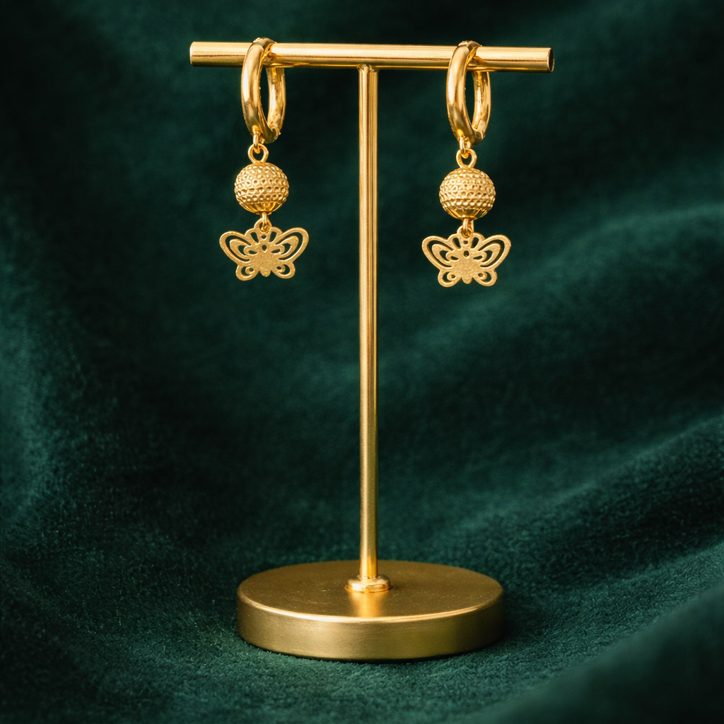 Elegant Gold-Tone Butterfly Drop Earrings