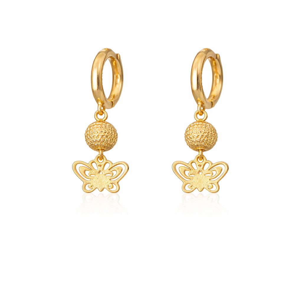 Elegant Gold-Tone Butterfly Drop Earrings