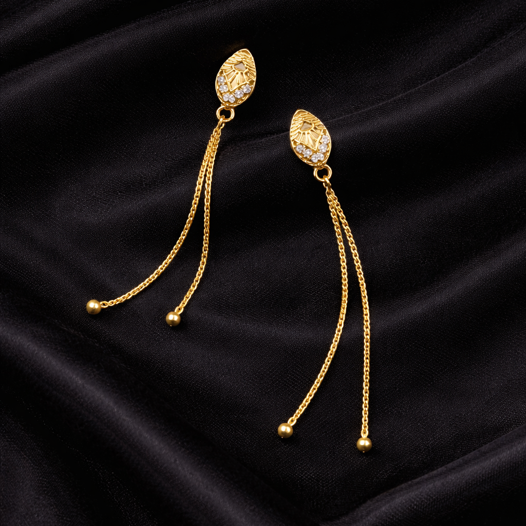 Gold-Tone Crystal Chain Drop Earrings