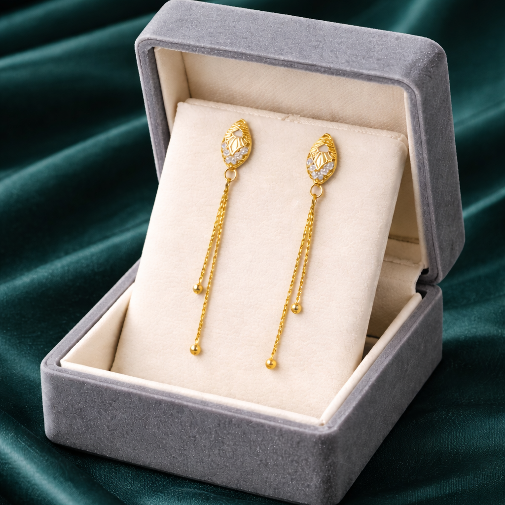 Gold-Tone Crystal Chain Drop Earrings