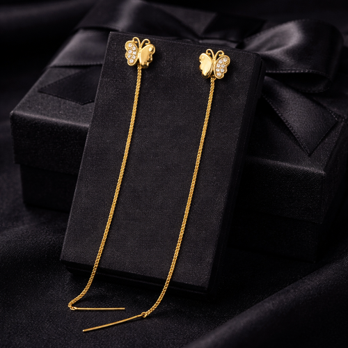 Butterfly Gold-Tone Chain Drop Earrings