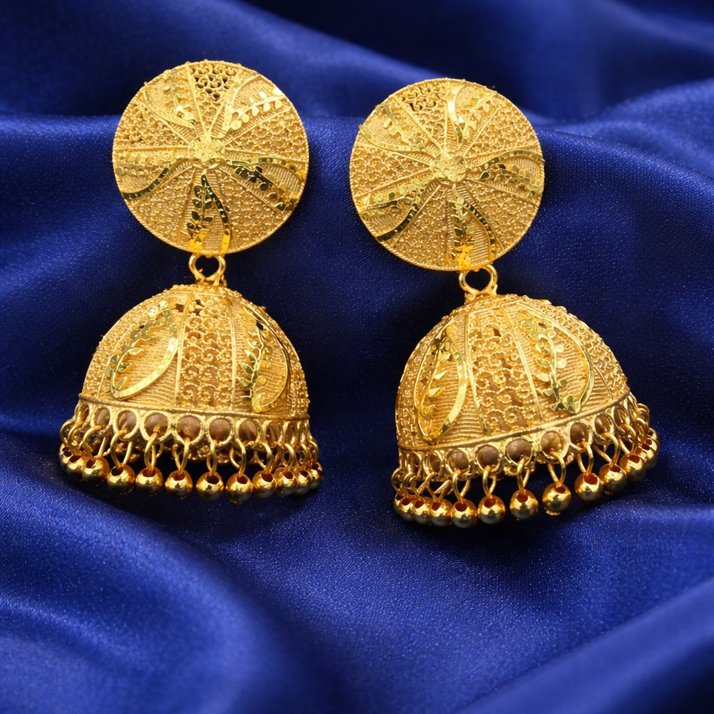 Classic Gold-Tone Jhumka Drop Earrings