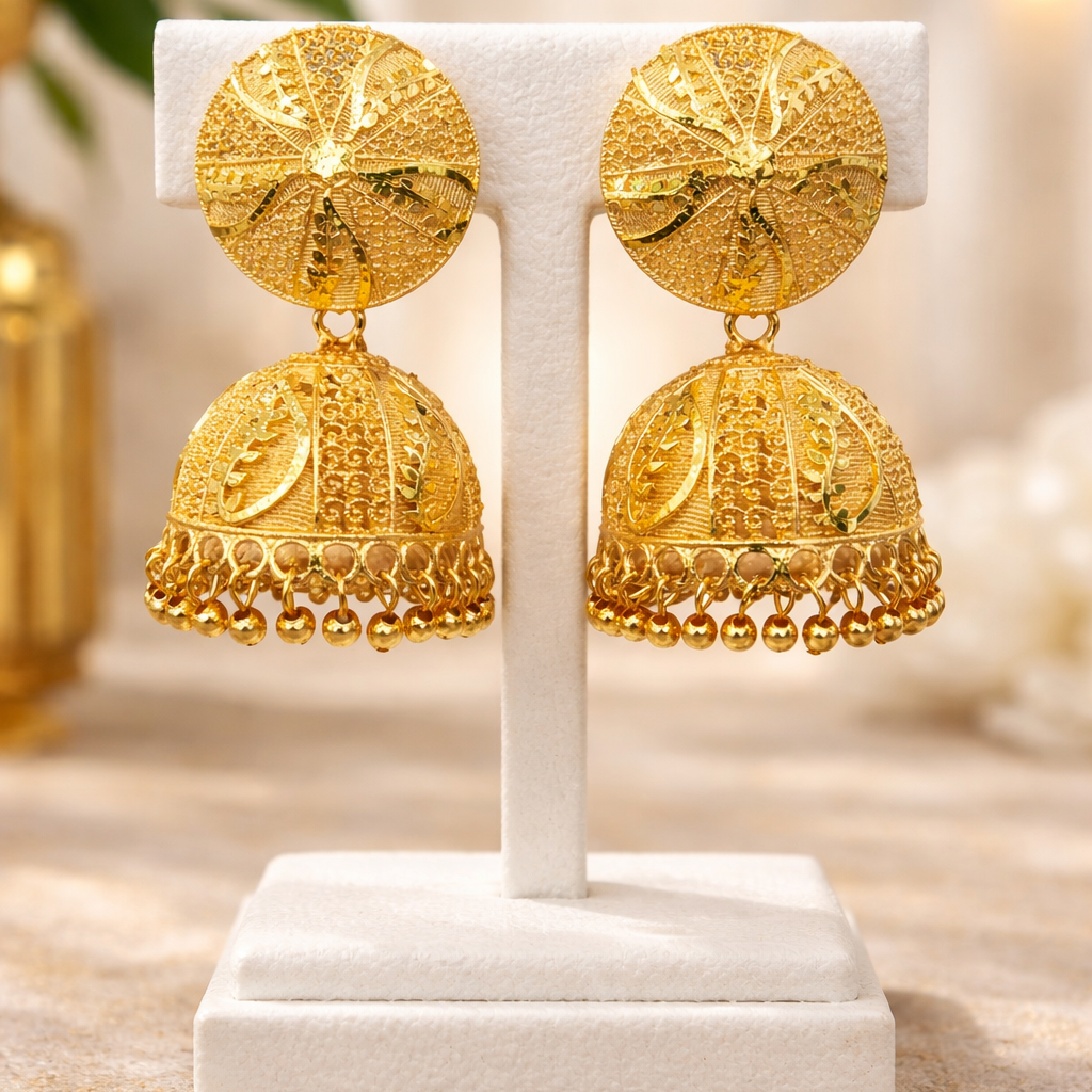 Classic Gold-Tone Jhumka Drop Earrings