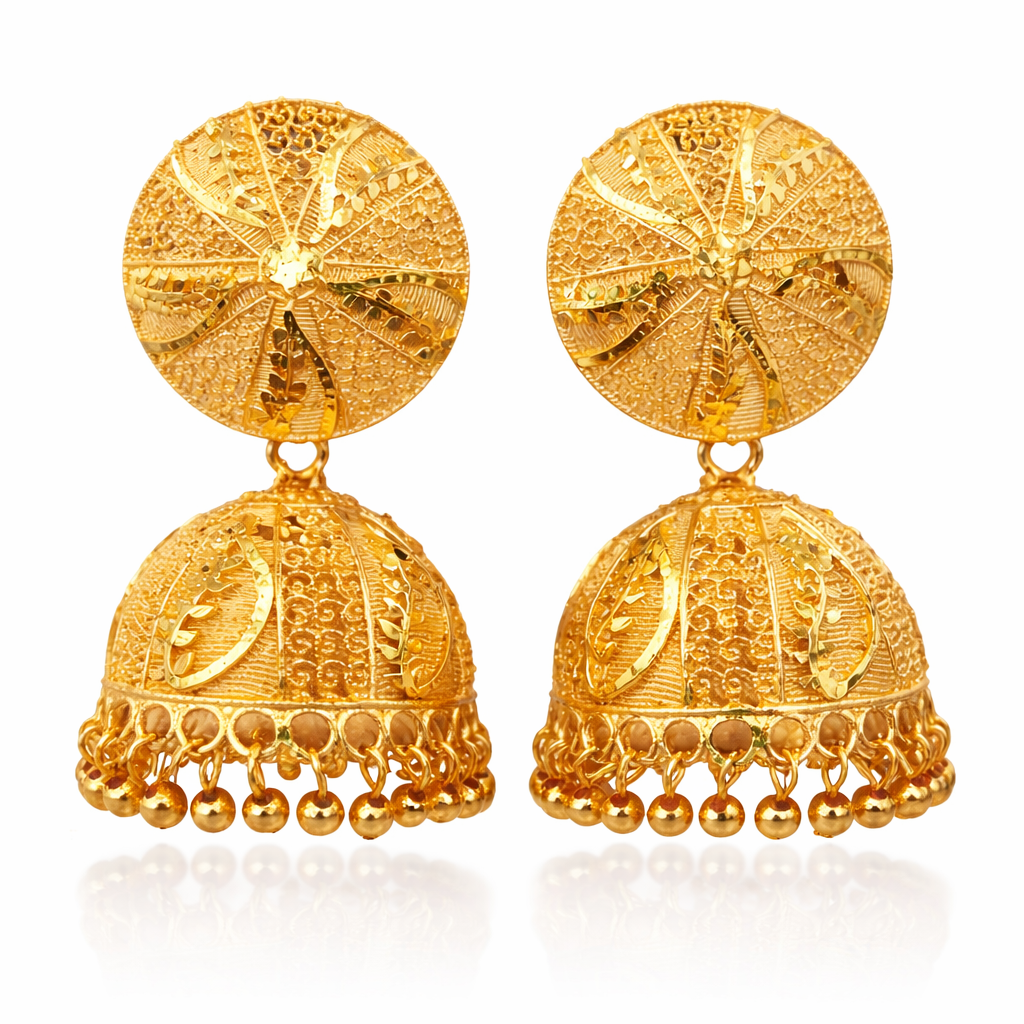 Classic Gold-Tone Jhumka Drop Earrings