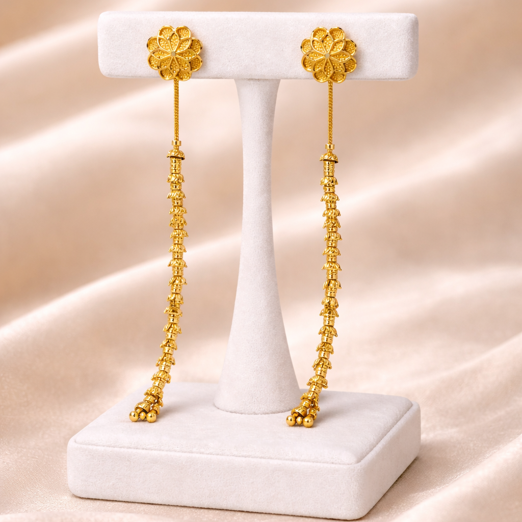 Elegant Gold-Tone Long Drop Earrings
