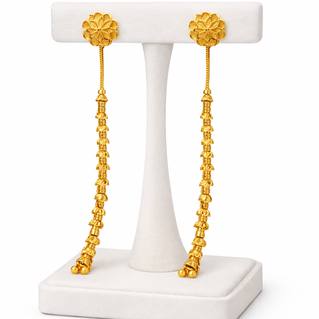 Elegant Gold-Tone Long Drop Earrings