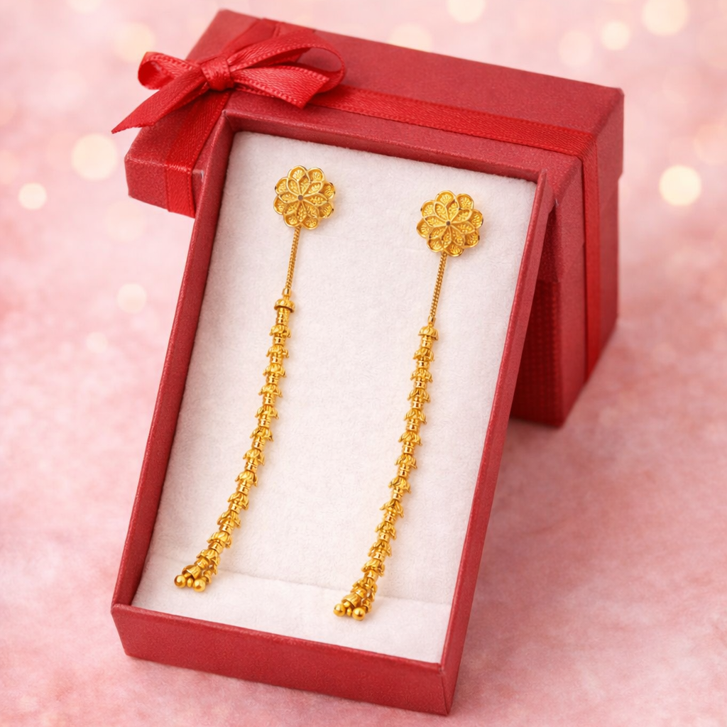 Elegant Gold-Tone Long Drop Earrings