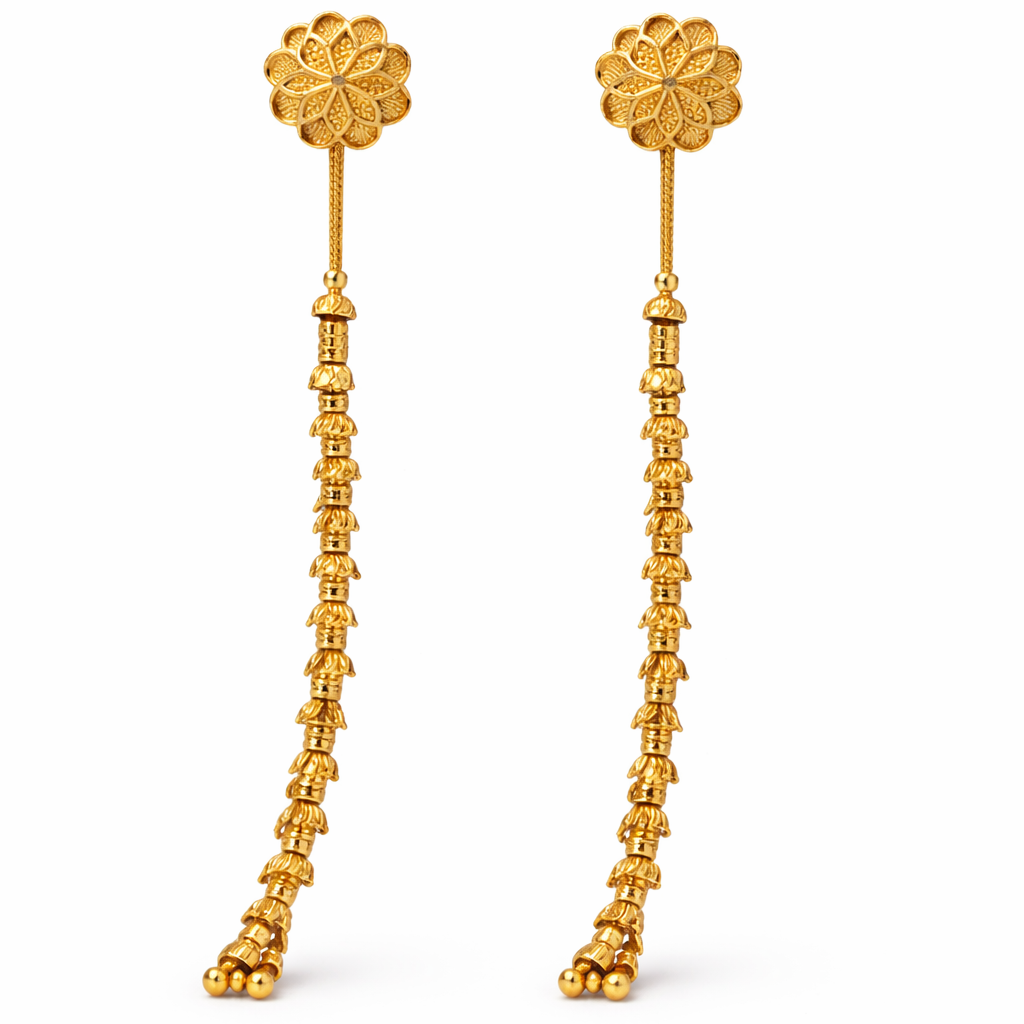 Elegant Gold-Tone Long Drop Earrings