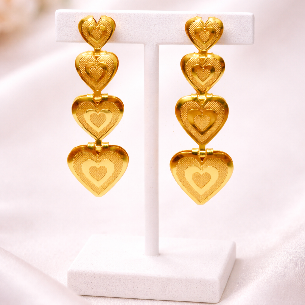 Heart Gold-Tone Drop Earrings