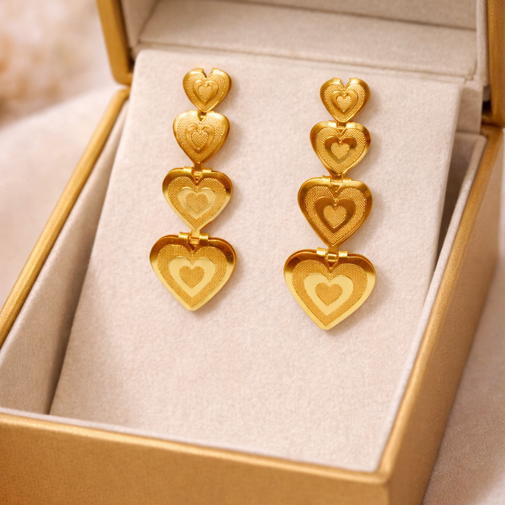 Heart Gold-Tone Drop Earrings