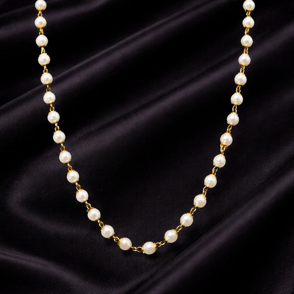 Elegant Pearl Beaded Gold-Tone Chain