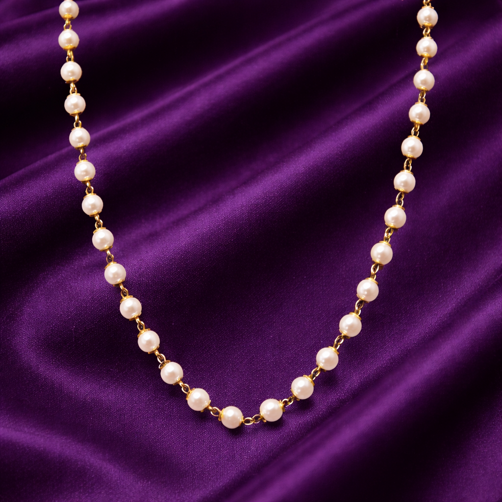 Elegant Pearl Beaded Gold-Tone Chain