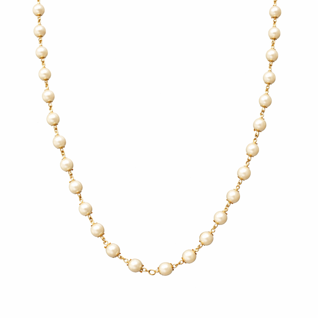 Elegant Pearl Beaded Gold-Tone Chain