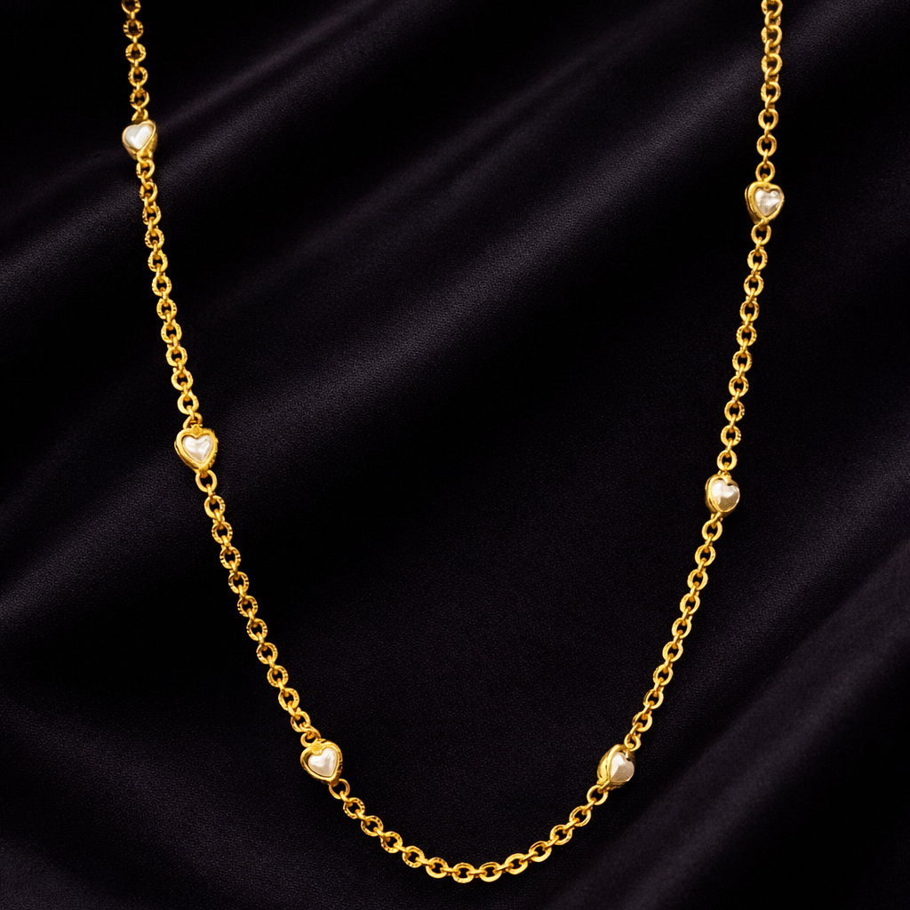 Gold-Tone Heart Charm Chain