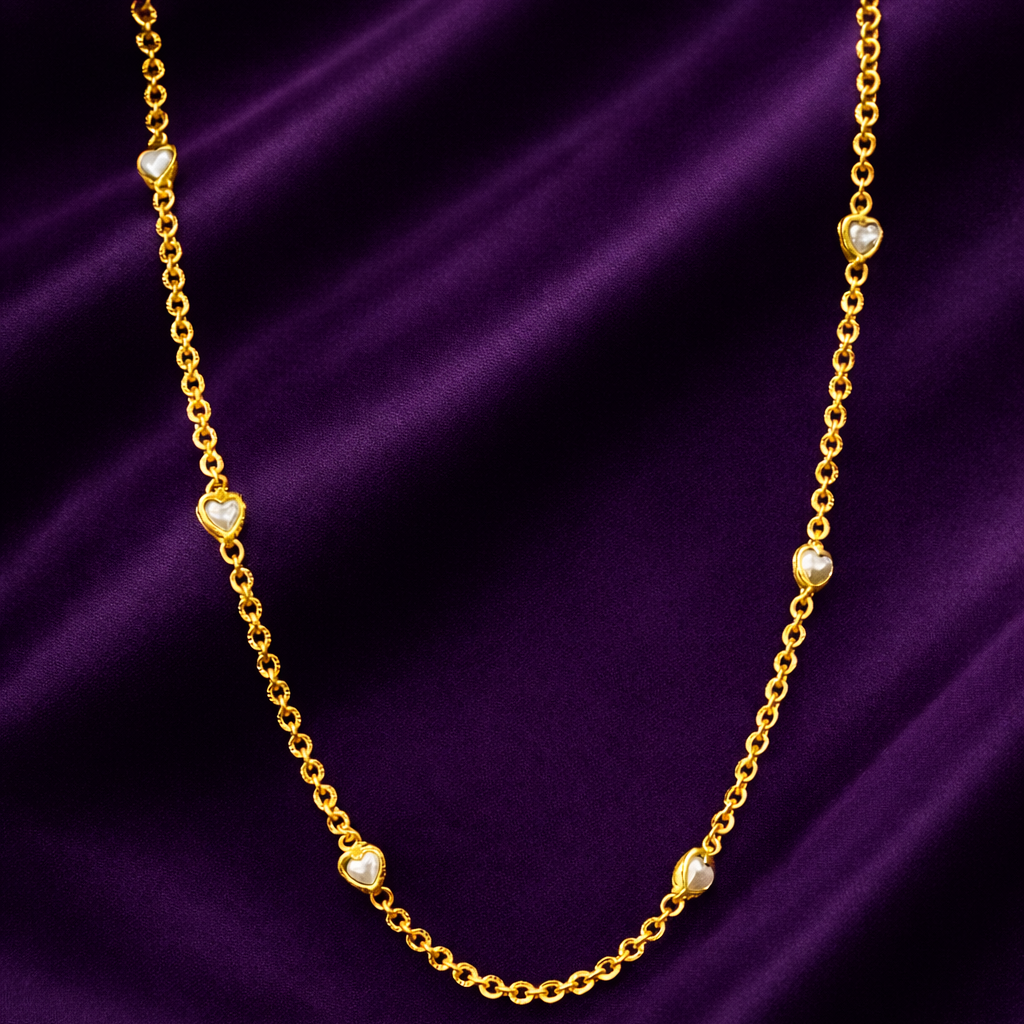 Gold-Tone Heart Charm Chain