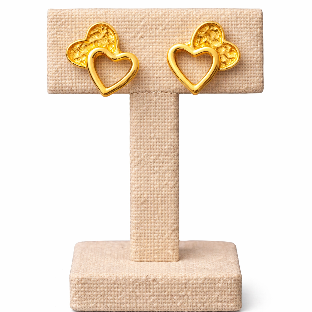 Minimal Heart Stud Gold-Tone Earrings