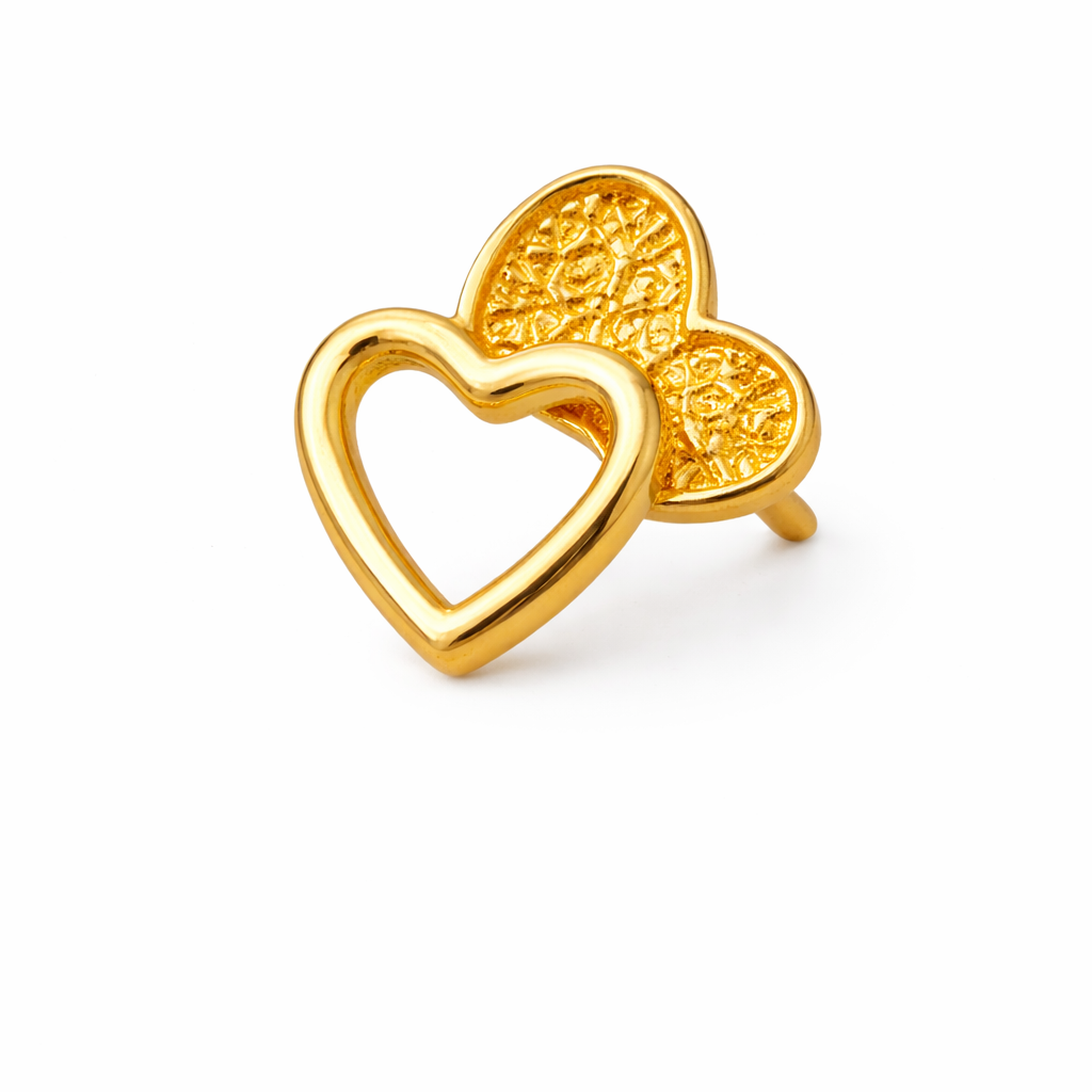 Minimal Heart Stud Gold-Tone Earrings
