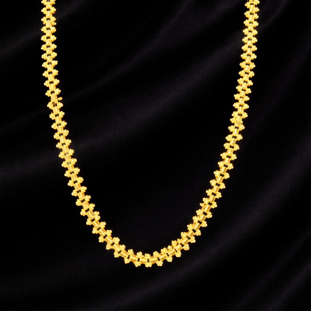 Elegant Gold-Tone Floral Link Chain