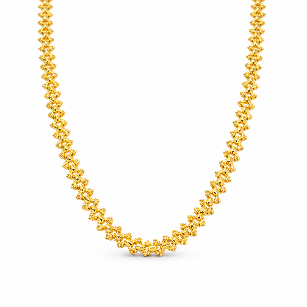Elegant Gold-Tone Floral Link Chain