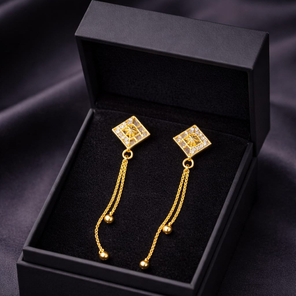 Geometric Chain Drop Gold-Tone Earrings